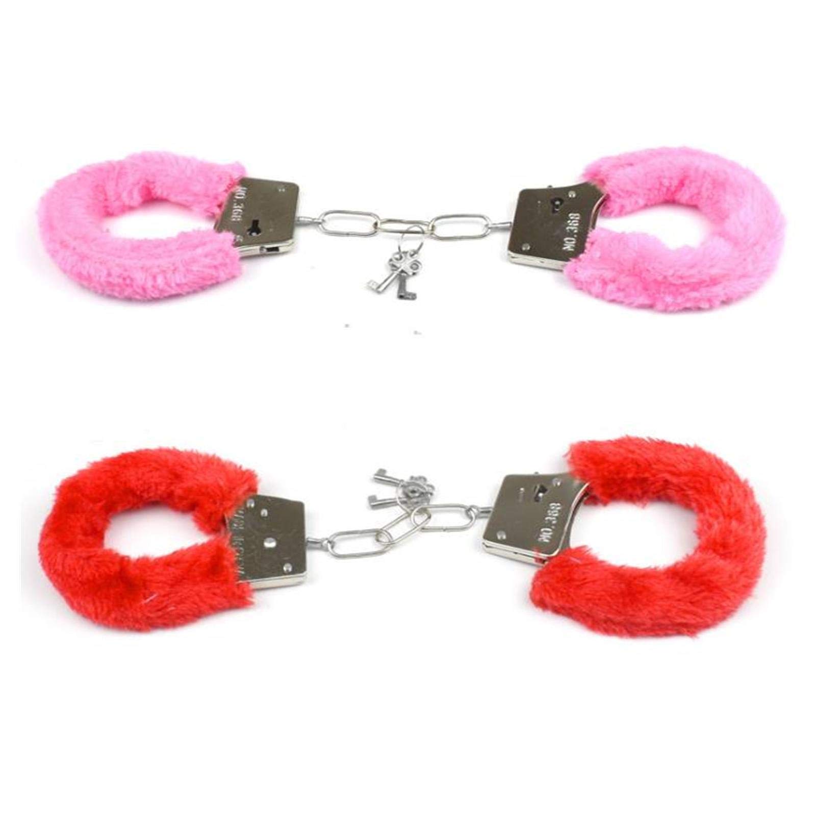 Fluffy Faux Fur Adjustable Wrist & Ankle Cuffs with Detachable Key Leash - Role Play Accessories for Couples, BDSM, Cosplay & Costume Parties - Perfect for Halloween, Valentine's Day & Adult Games