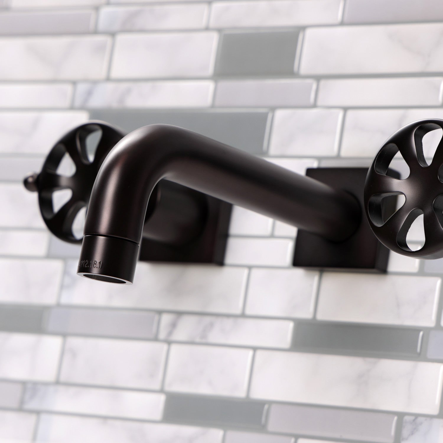 Belknap KS6125RX Oil Rubbed Bronze 3-Hole Wall Mount Bathroom Faucet with Double Handle - Perfect for Modern Bathroom, Powder Room, and Spa Settings