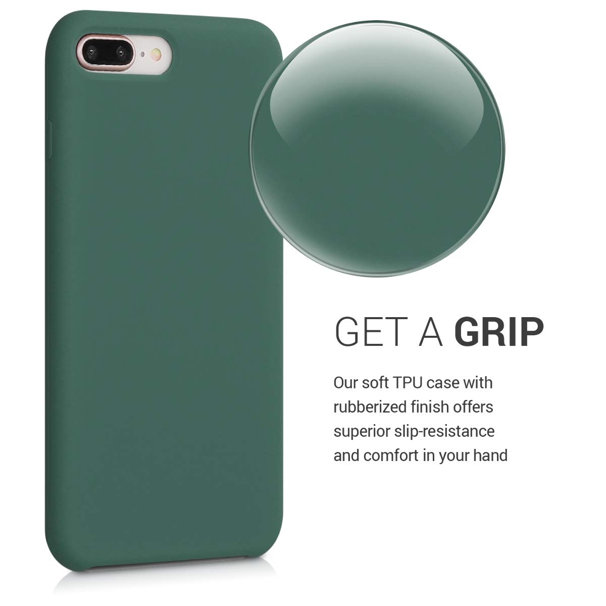 kwmobile Premium TPU Silicone Case for Apple iPhone 7 Plus/iPhone 8 Plus - Soft Protective Phone Cover in Forest Green - Perfect for Everyday Use, Work & Outdoor Activities