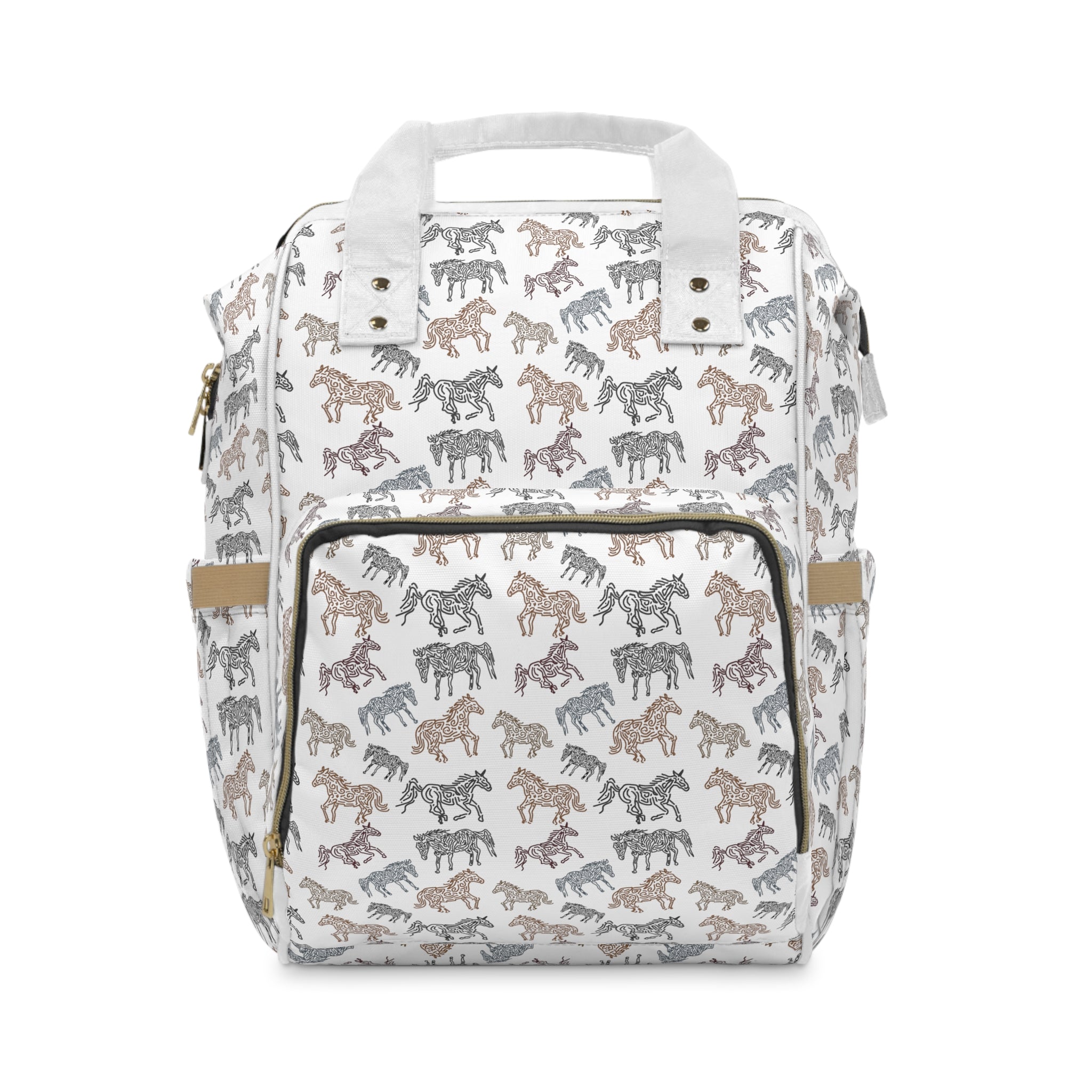 Galloping Horses Multifunctional Diaper Backpack for Moms - Large Baby Bag with Insulated Bottle Pockets & Changing Station - Perfect for Travel, Daycare & On-the-Go Parenting
