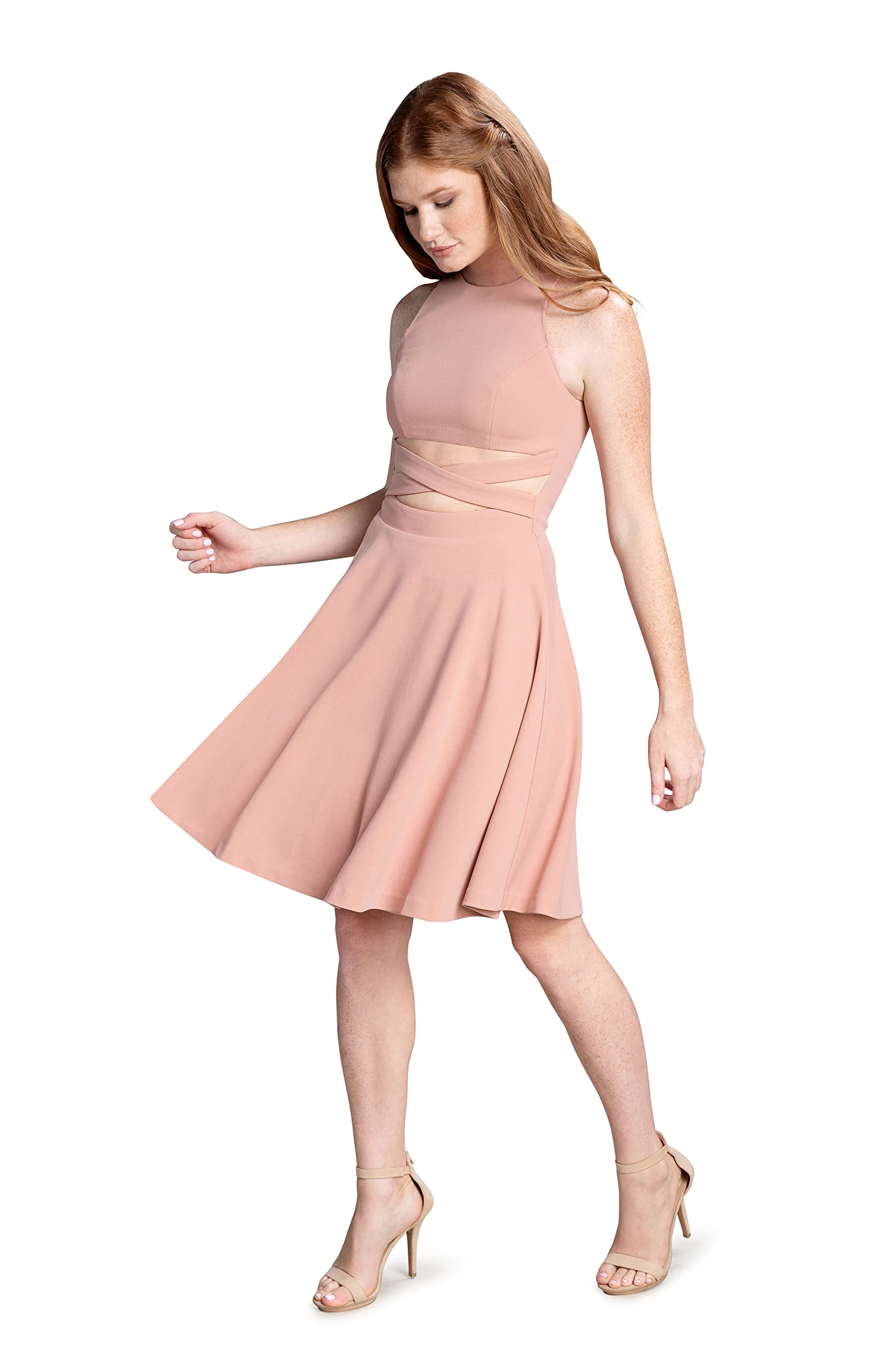 Dress the Population Women's Mariela Fit and Flare Midi Dress - Elegant Party & Wedding Guest Dress for Women | Perfect for Cocktail Events, Date Nights & Special Occasions