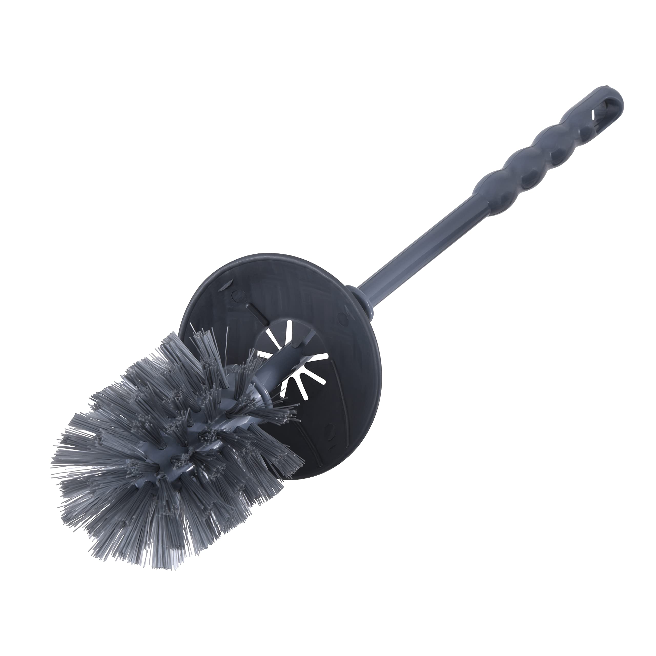 Premium Wicker Style Toilet Bowl Brush and Holder Set - Onyx Grey | Durable Bristles for Deep Cleaning | Bathroom Cleaning Essentials for Home, Hotel & Office Use