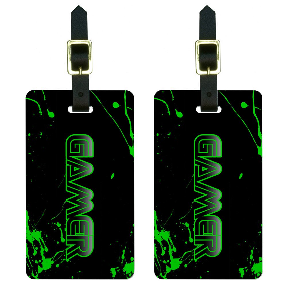 Gamer Paint Splatter Luggage Tags - Set of 2 Waterproof Suitcase ID Tags for Travel & Gaming Conventions - Perfect for Carry-Ons, Backpacks & Cosplay Events