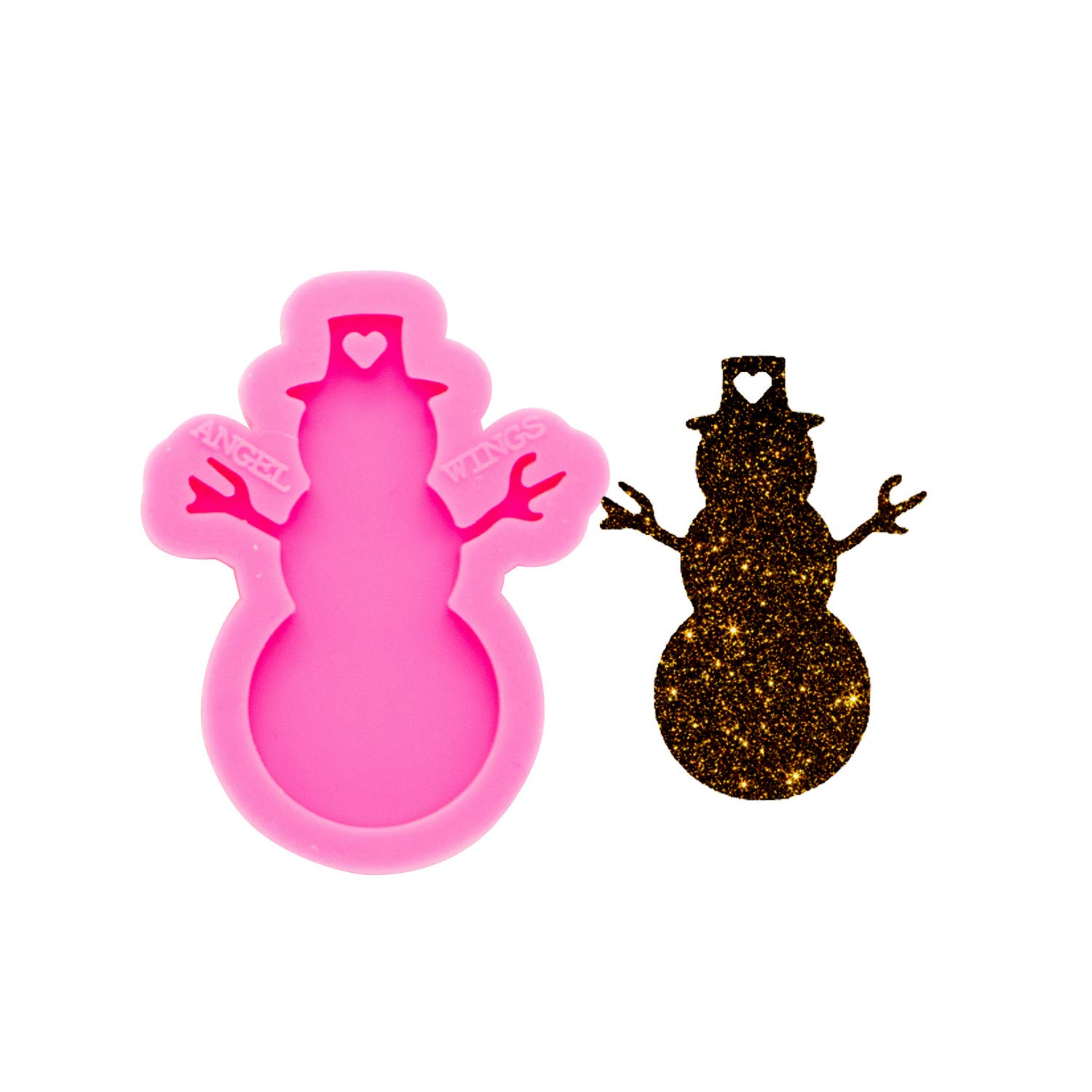 Angel Wings Snowman Keychain Silicone Mold for Resin Casting - Christmas DIY Keyring Pendant Mold - Polymer Clay Tool for Handmade Jewelry & Holiday Decorations
