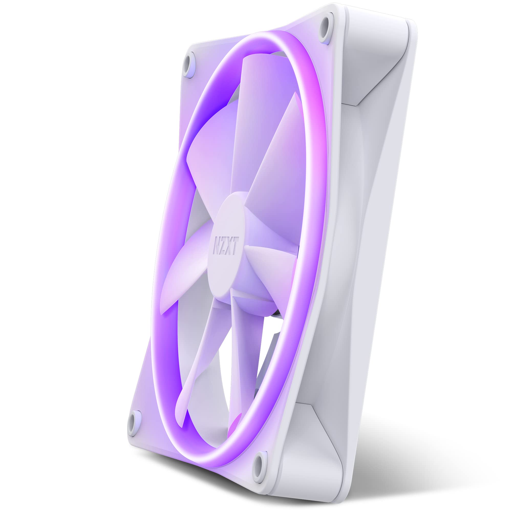 NZXT F140 RGB PC Cooling Fans - 140mm White LED Case Fans with Advanced RGB Lighting & Quiet Operation - Includes Twin Fans & Controller for Gaming PC, Workstation, and Home Office Setup