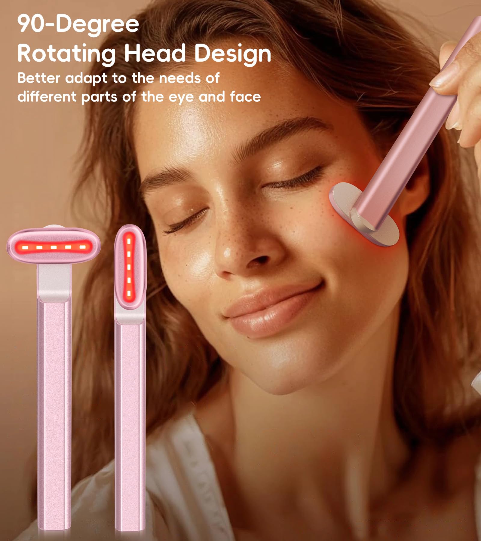 Red Light Therapy Wand for Face & Neck - Anti-Aging Skin Care Device with Facial Massager for Wrinkles, Dark Circles & Skin Rejuvenation | At-Home Beauty Treatment for Glowing Skin