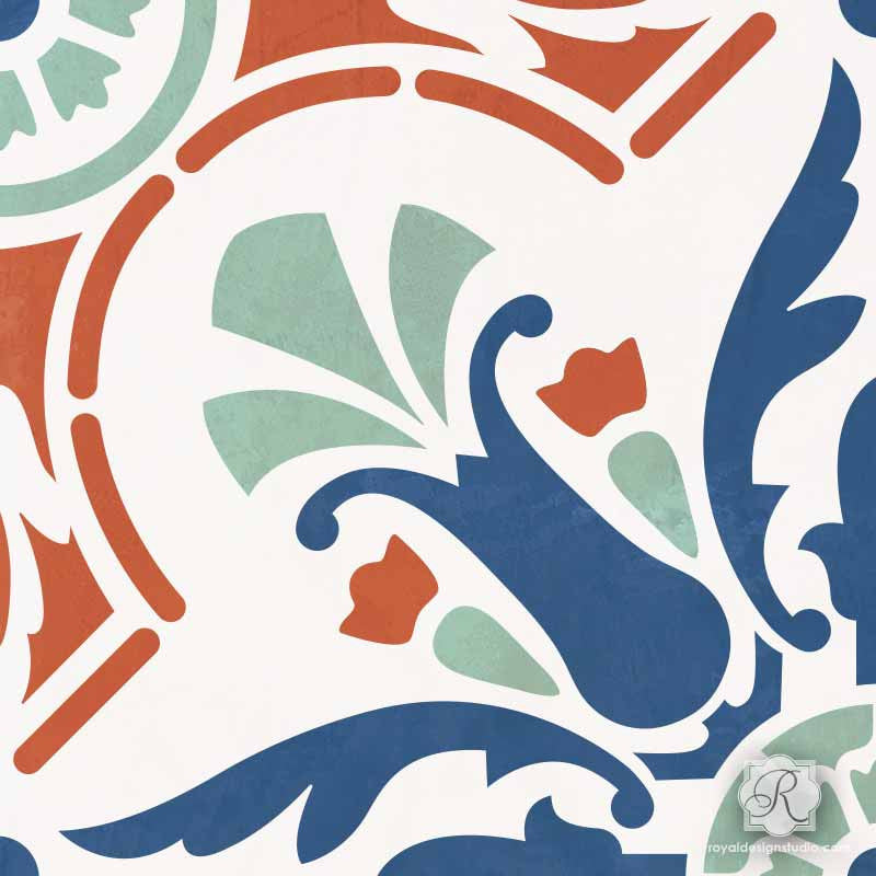 Majorca Tile Stencil - Reusable DIY Mosaic Painting Template for Floors, Walls & Furniture - Perfect for Home Decor, Bathroom Renovation & Craft Projects