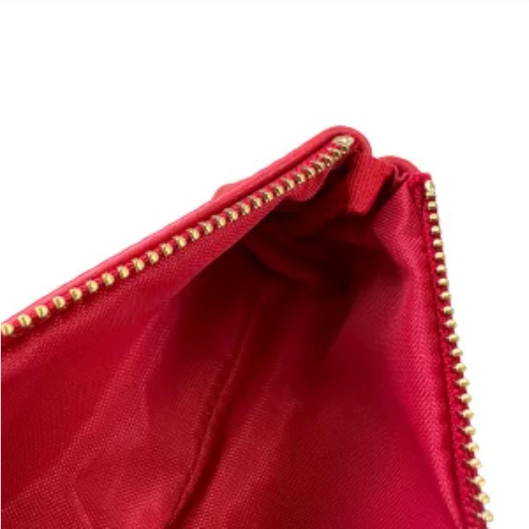 Genuine Leather Large Red Pen Case with Nylon Lining & Zipper Closure - Perfect for Office, School, Travel & Gift Giving