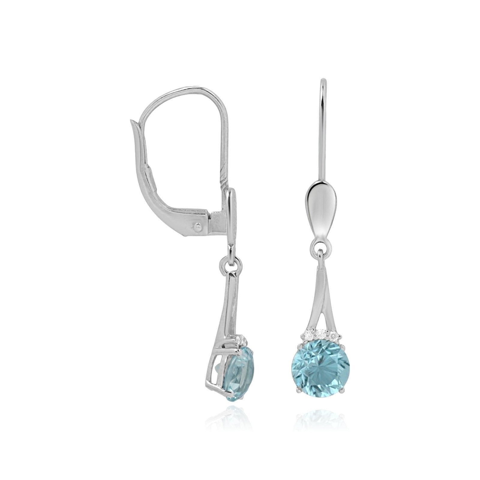 14k Yellow Gold Blue Topaz and Diamond Drop Earrings | Elegant Dangling Jewelry for Women | Perfect for Weddings, Parties & Special Occasions
