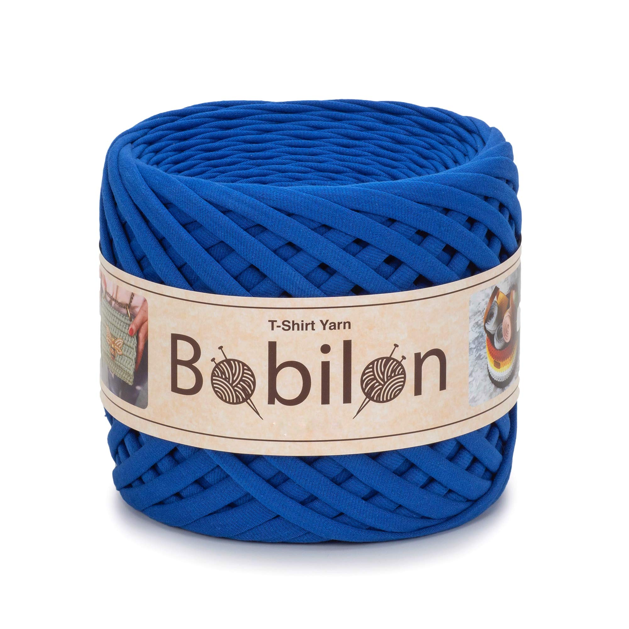 Premium Cotton T-Shirt Yarn - 110 Yards (100 Meters) Ultramarine Ribbon Yarn - 5-7mm Thickness for Knitting & Crocheting - Perfect for DIY Home Decor, Blankets, Scarves & Crafts