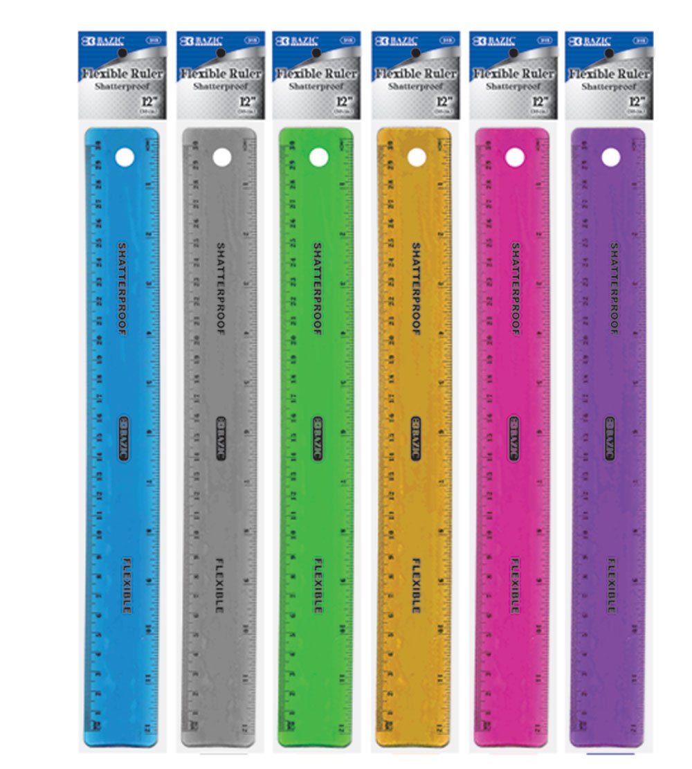 BAZIC 12-Inch (30cm) Shatterproof Flexible Ruler - Pack of 288 (315-288) - Durable Plastic Measuring Tool for School, Office, and DIY Projects