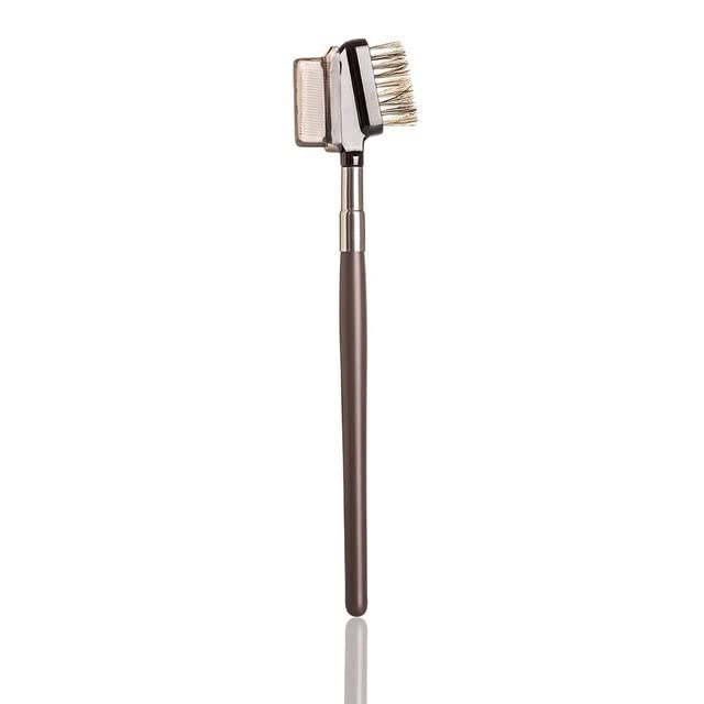 Premium Natural Bristle Eyelash & Eyebrow Brush - Professional Dual-Ended Metal Lash Comb & Brow Grooming Tool - Vegan Mascara Applicator for Women & Girls - Perfect for Daily Makeup, Salon Use, Travel Beauty Kit & Eyebrow Shaping Routine