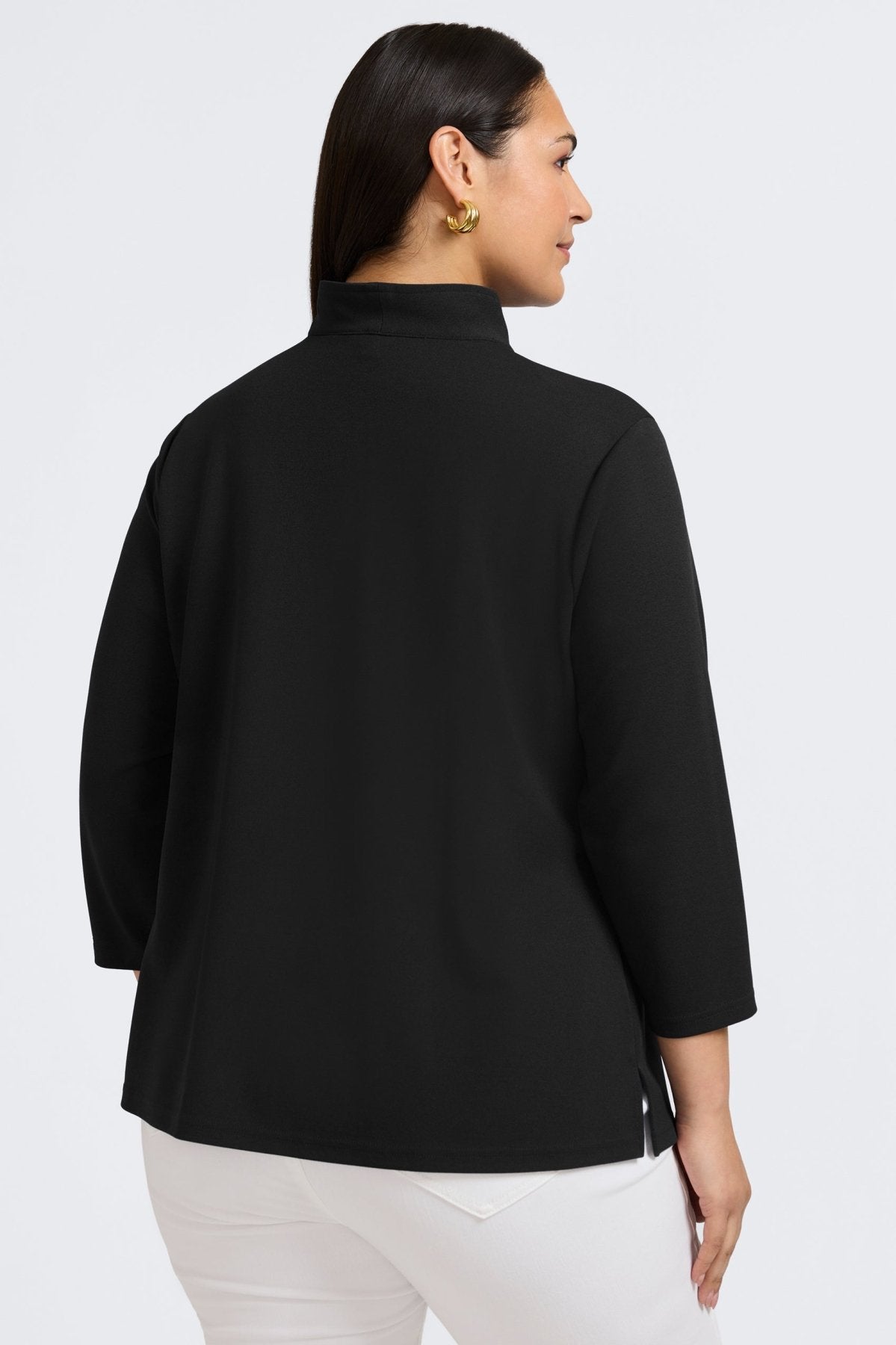 Tammy Plus Knit Crepe 3/4 Sleeve Popover Shirt for Women | Comfortable Stretchy Blouse | Perfect for Office Wear & Casual Outings
