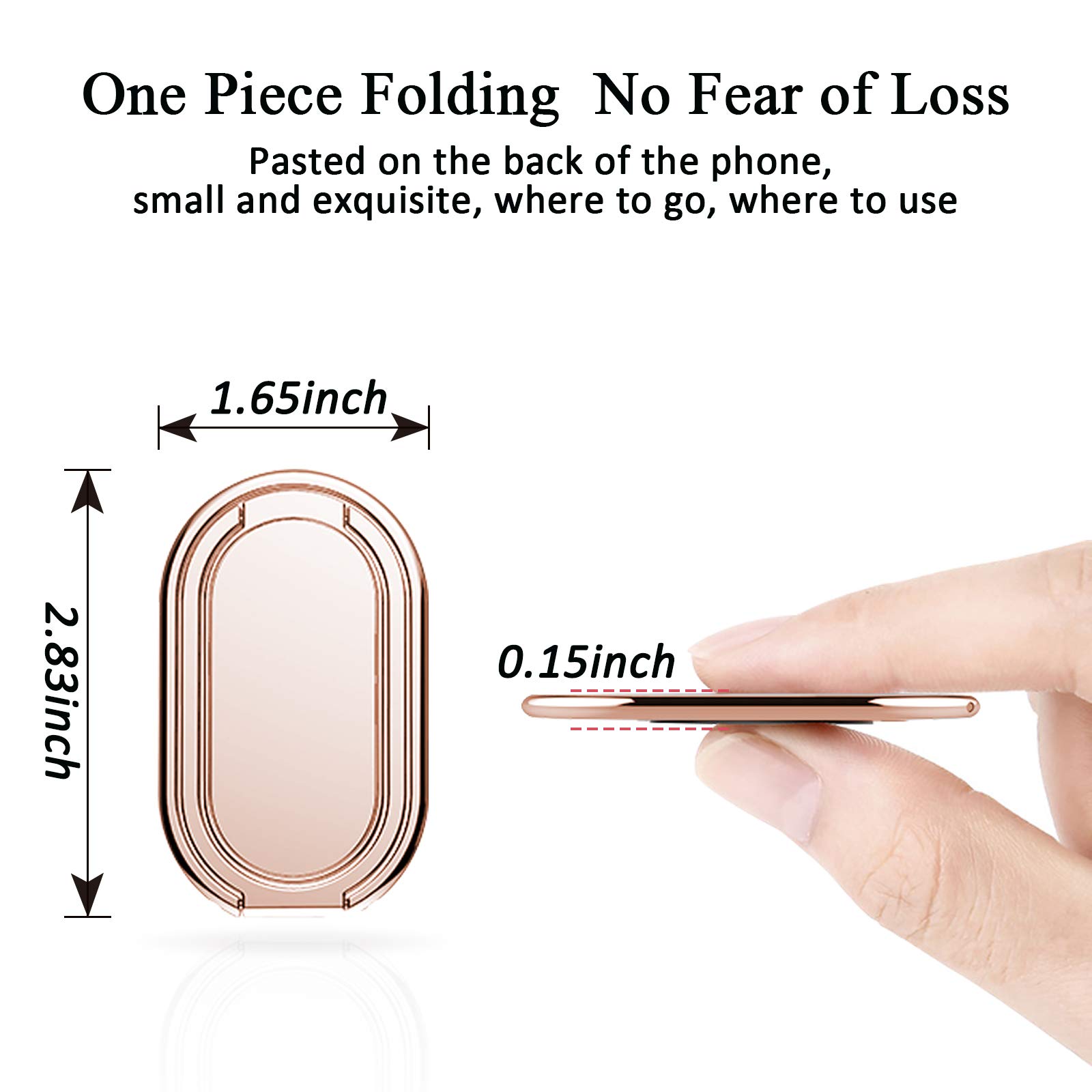 360° Foldable Phone Ring Holder for Magnetic Car Mount - Rose Gold