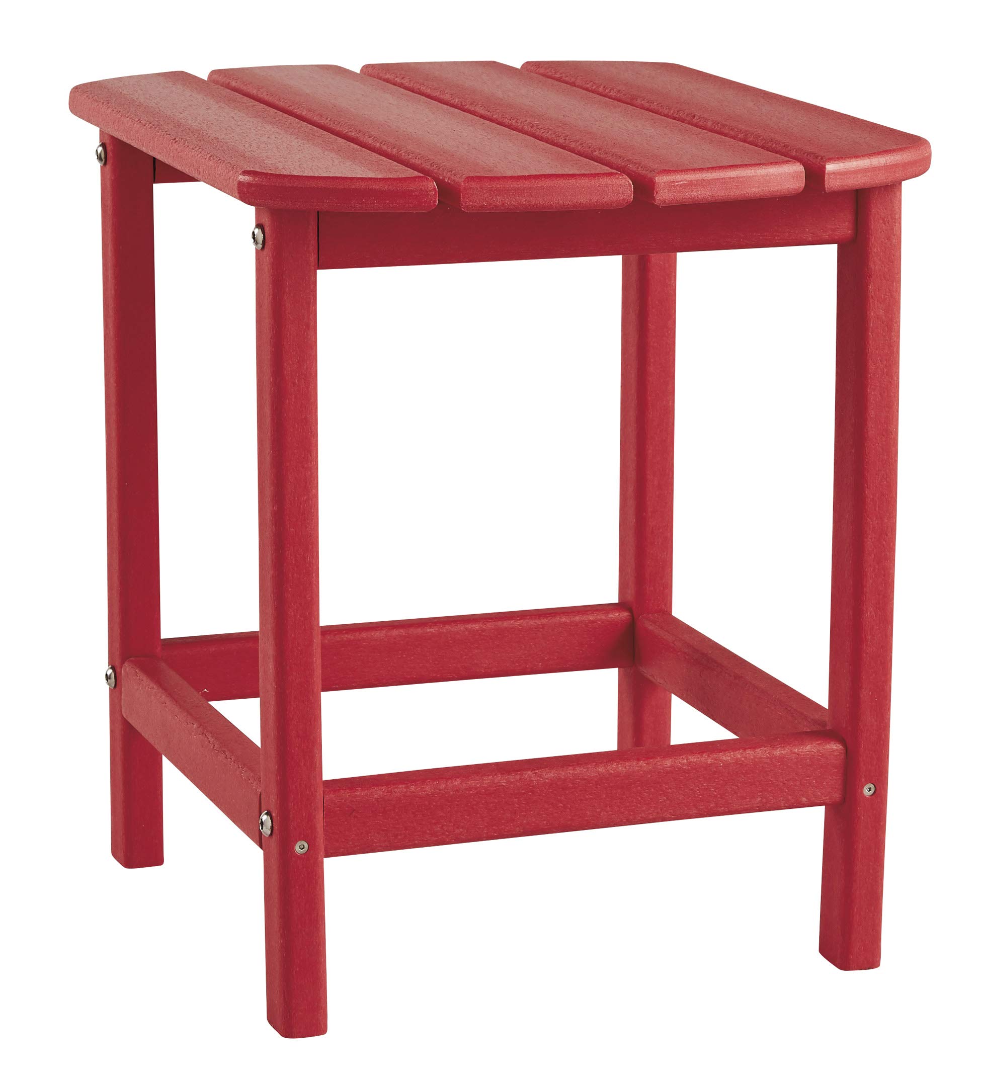 Signature Design by Ashley Sundown Treasure Outdoor Patio HDPE Weather Resistant End Table - Red - Perfect for Poolside, Garden, and Backyard Relaxation