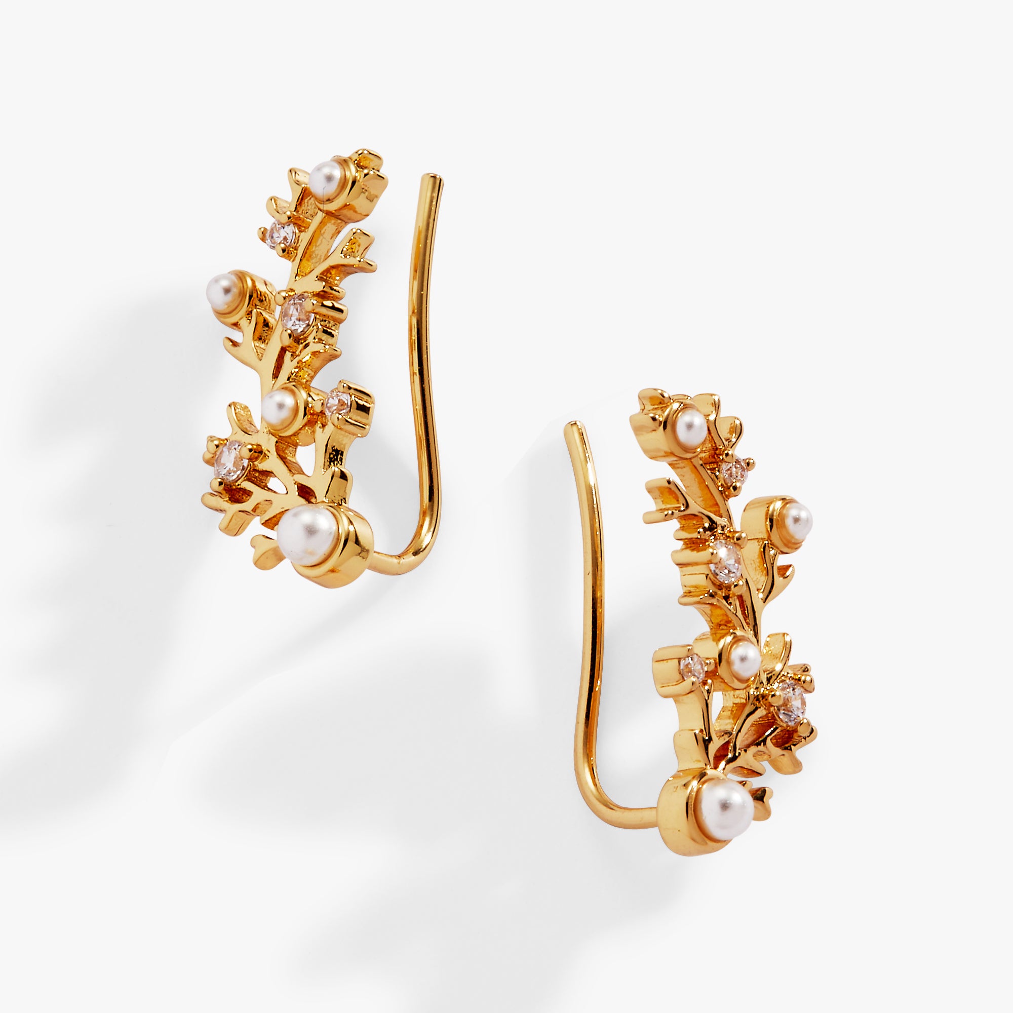 Elegant Coral Ear Crawler Earrings for Women - Boho Dangle Statement Jewelry for Parties, Weddings & Special Occasions