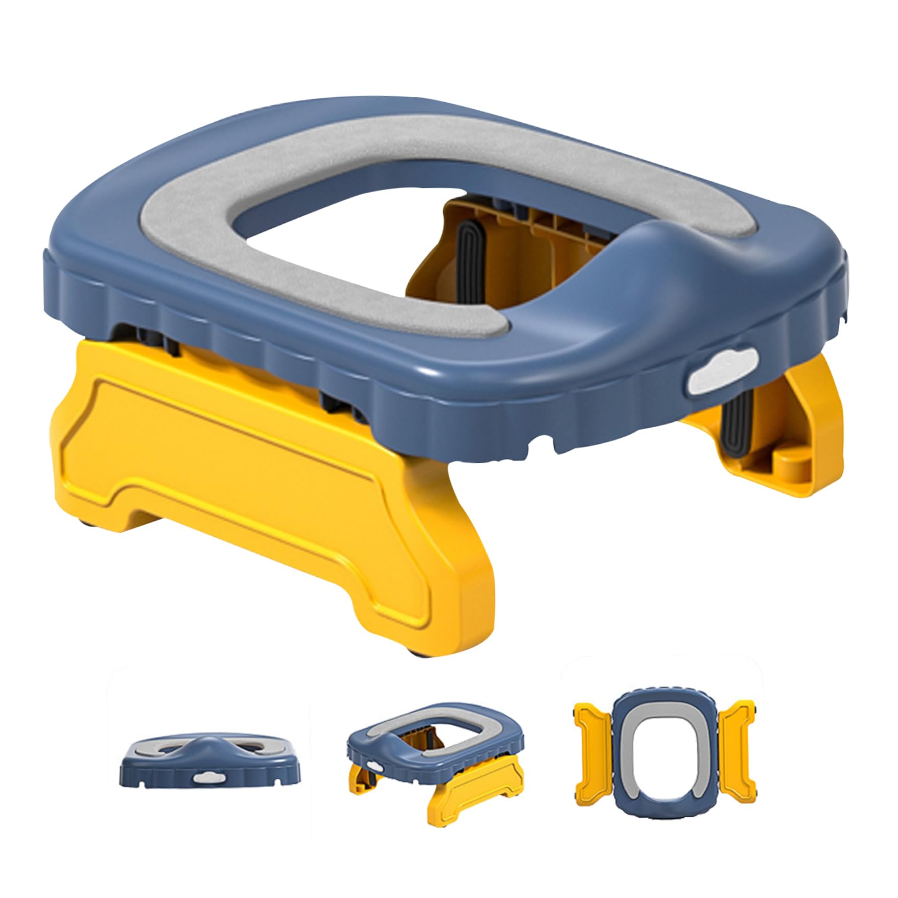 2-in-1 Foldable Travel Potty for Toddlers - Portable Toilet Training Seat with Easy Clean Design for Indoor & Outdoor Use - Perfect for Car Trips, Camping & Home Potty Training (Blue)
