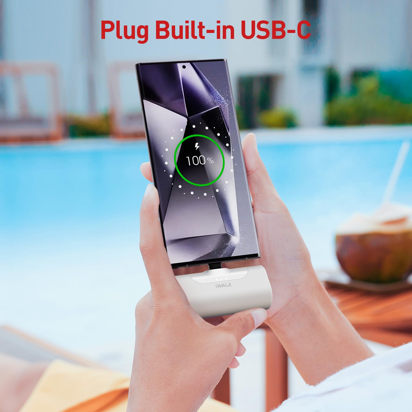 iWALK Small USB-C Portable Charger 4500mAh - Compact Power Bank for iPhone 16/15/14/13, Samsung Galaxy S25/S24/S23, Z Flip 5, Google Pixel, Moto & More - Perfect for Travel, Outdoor & Emergency Charging (White)