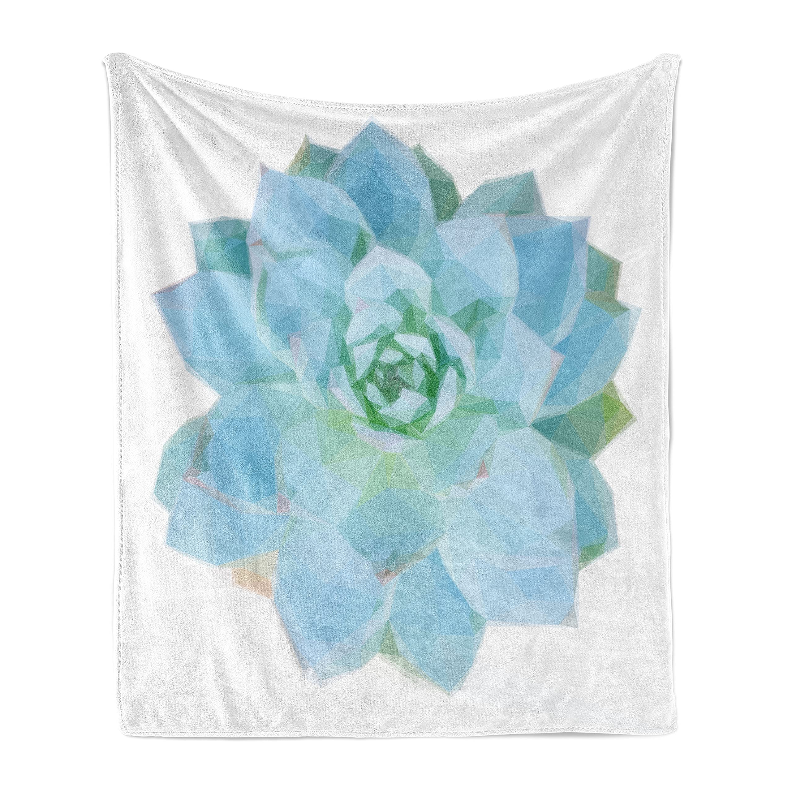Ambesonne Agave Throw Blanket - Soft Flannel Fleece Polygonal Botanical Blossom Design, 60