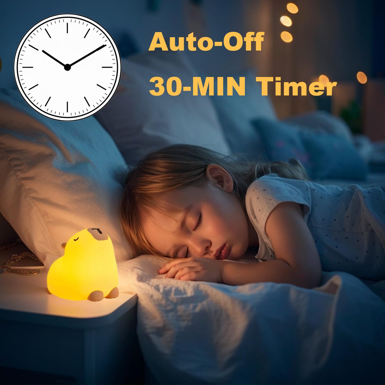 Capybara Night Light for Kids with Timer - Cute Silicone Nursery Lamp, Baby Toddler Room Decor, Kawaii Animal Nightlight for Teen Girls - Perfect for Bedrooms, Nurseries & Fun Gifts