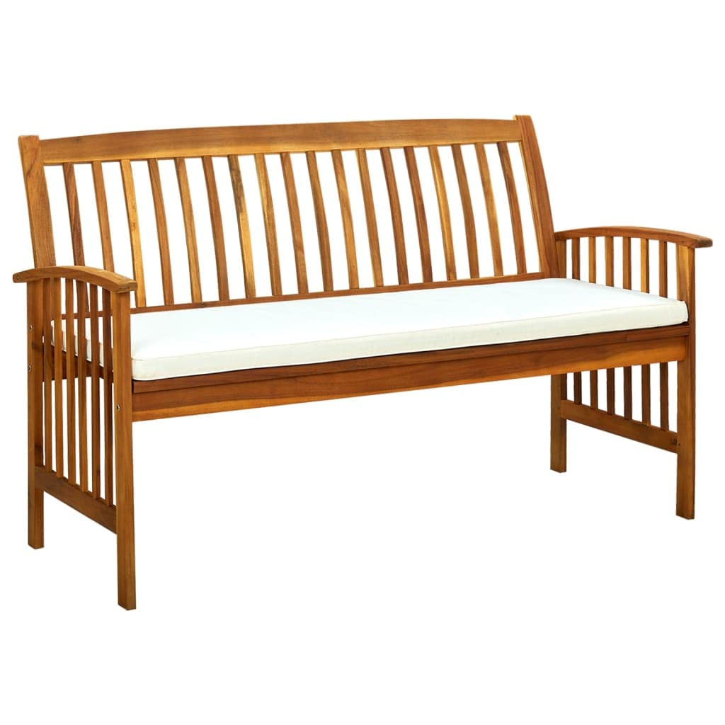 vidaXL Outdoor Patio Bench with Cushion - Acacia Wood Garden Park Bench for Backyard, Deck, Lawn & Front Porch - Farmhouse Style Solid Wood Furniture - Perfect for Outdoor Relaxation, Garden Seating and Patio Decor