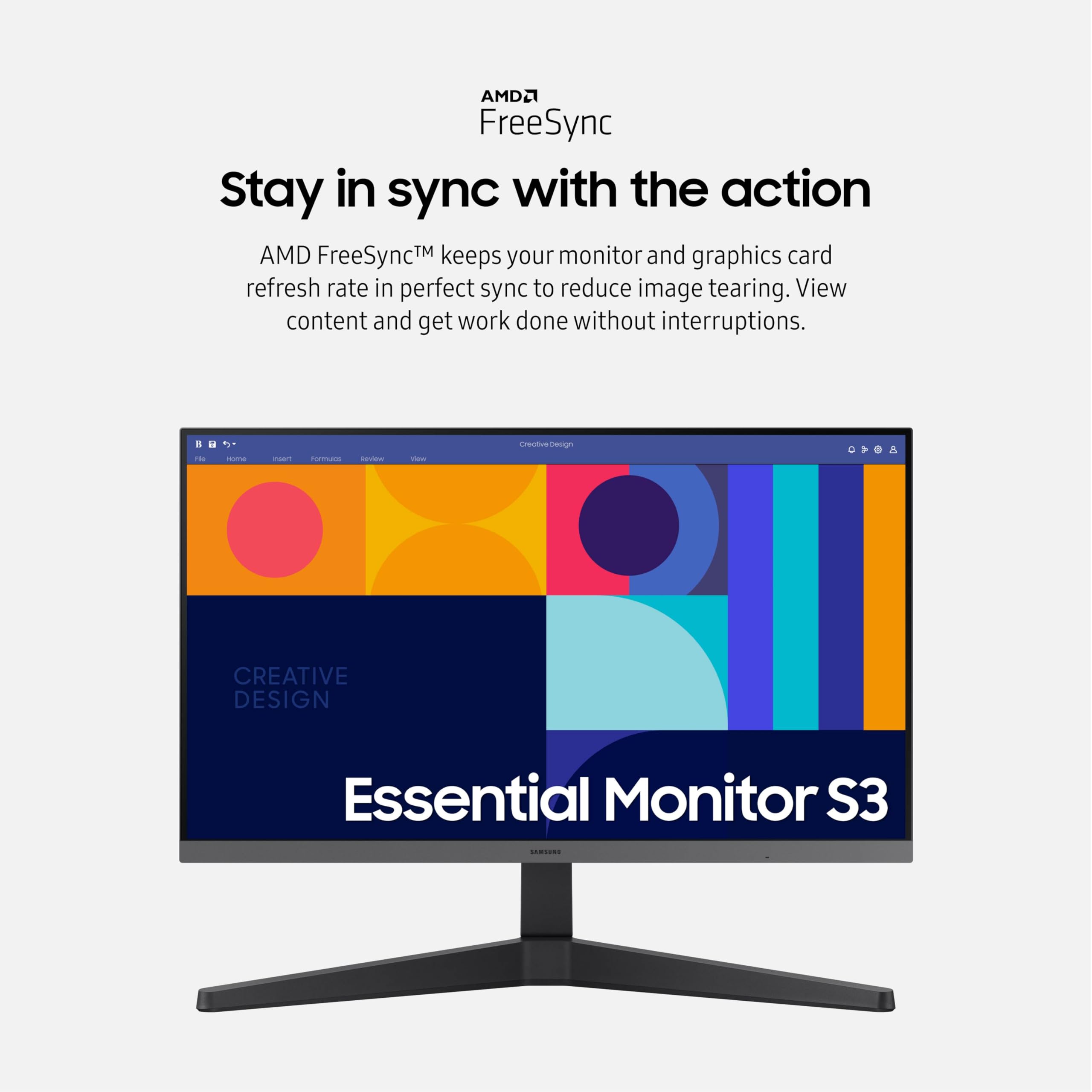 SAMSUNG 24-Inch S33GC Business Monitor - IPS Panel, 100Hz, HDMI & DisplayPort, AMD FreeSync, Eye Care (LS24C332GANXZA) - Ideal for Office Work, Gaming & Home Use