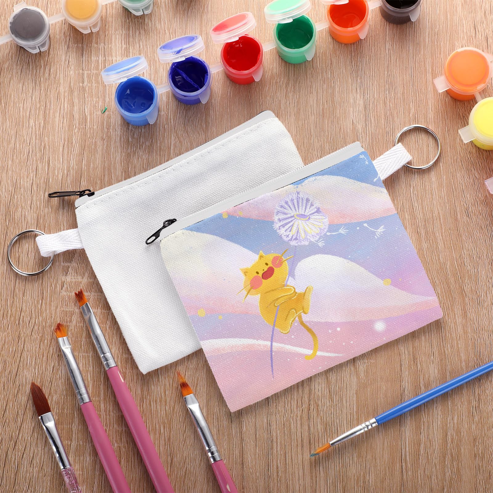 Frienda 30 Pack White Sublimation Blank Makeup Bags - DIY Cosmetic Pouch with Zipper for Travel, Toiletry Organizer, Pencil Case & Coin Purse - Bulk Craft Supplies for Personalization & Gifts