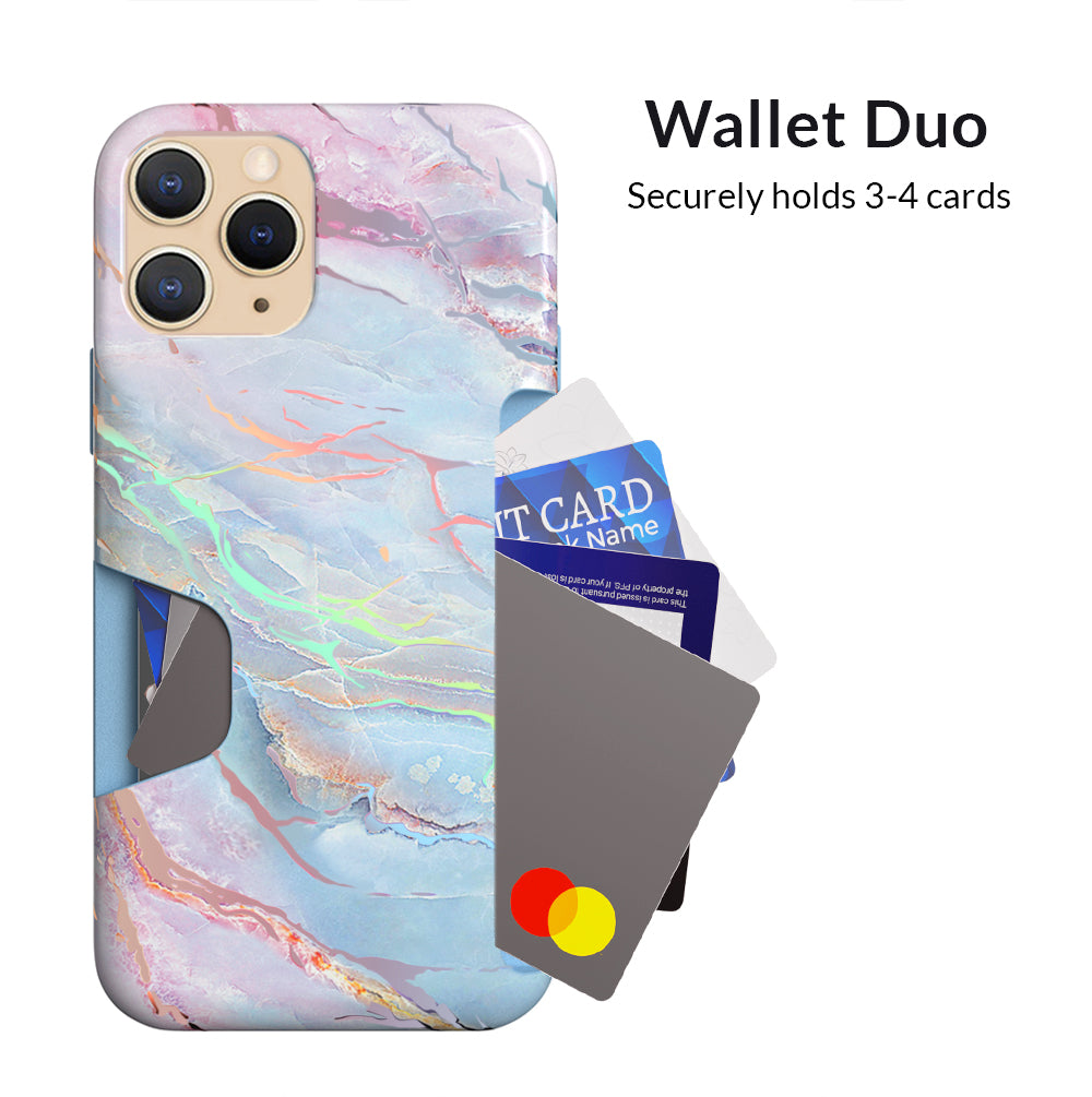Holo Moonstone iPhone Wallet Case - Slim Protective Phone Cover with Card Holder for iPhone 13/14/15 - Perfect for Travel, Shopping & Everyday Use