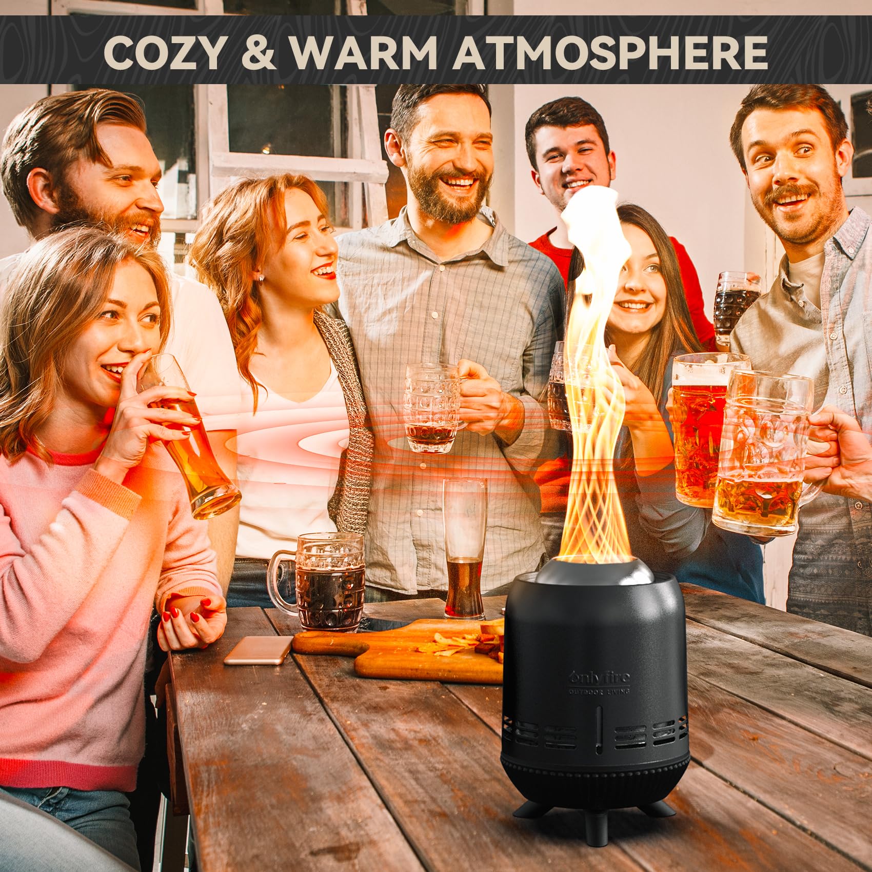 Onlyfire Mini Fire Pit with Unique Flame - Portable Outdoor Smokeless Fireplace for Wood & Pellets - Includes Carrying Bag for Camping, Tailgating, Backyard & Patio Bonfires - Perfect for Outdoor Gatherings, BBQ Nights & Cozy Evenings (Black, Model FP055)