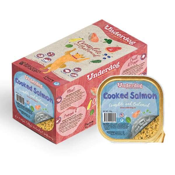 Premium Underdog Cooked Salmon Fresh Frozen Dog Food - 1.2kg (2.6lb) Grain-Free High Protein Meal for Small & Large Dogs - Perfect for Training Treats, Weight Management & Sensitive Stomachs