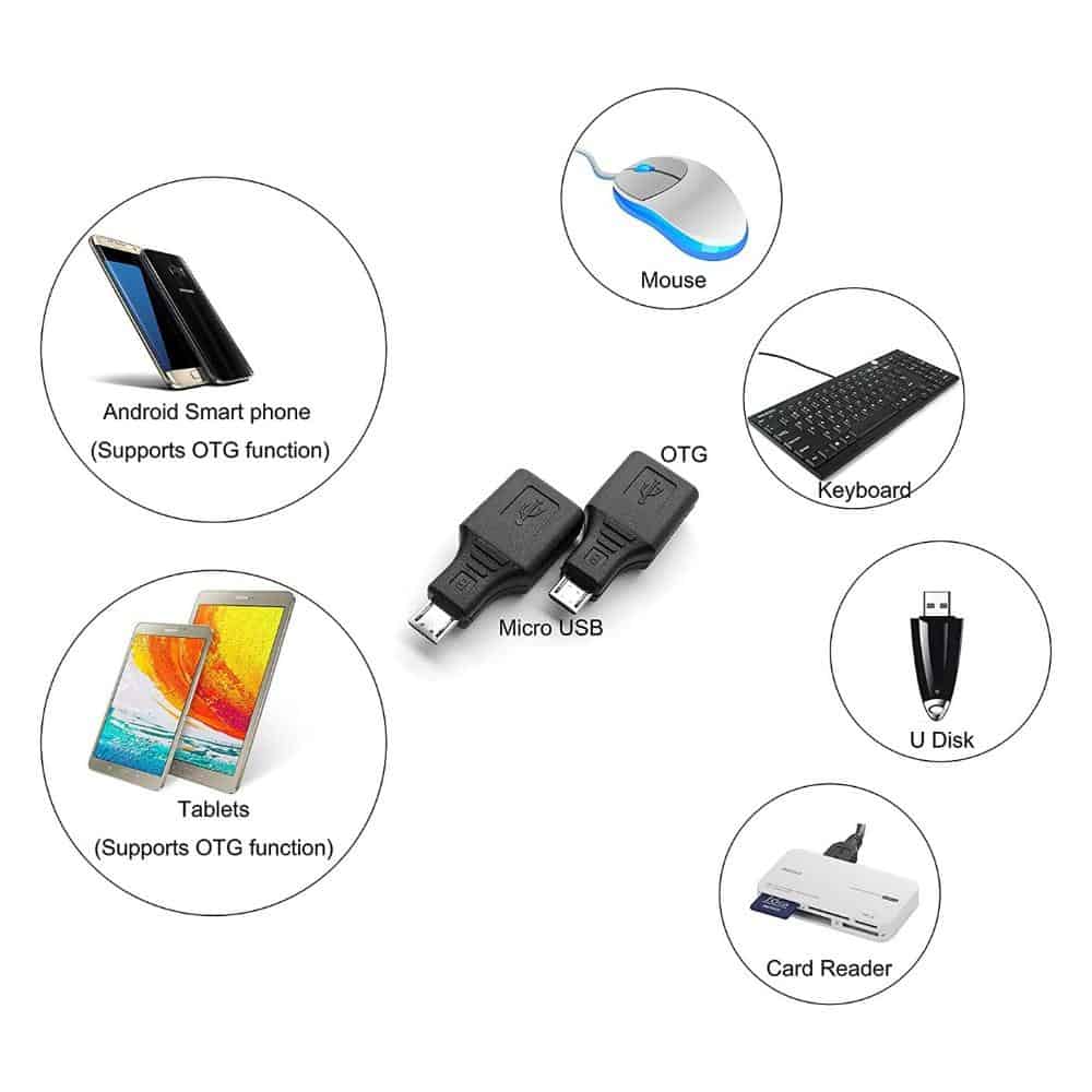 USB A Female to USB Micro B Male Adapter Converter - OTG Cable for Smartphones, Tablets, Cameras - Connect Devices to USB Ports for Charging & Data Transfer