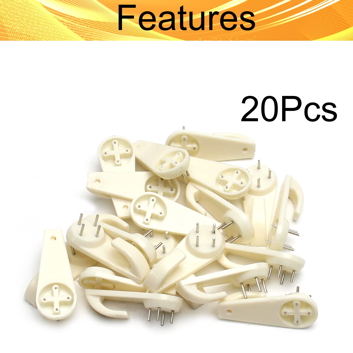 Professional Picture Hangers & Ceiling Hooks Kit - 20PCS Heavy Duty Photo Frame Hangers with Nails for Hanging Plants, Mugs, Wind Chimes & Kitchen Utensils - Perfect for Home Decor, Wall Art & Organizing (White)