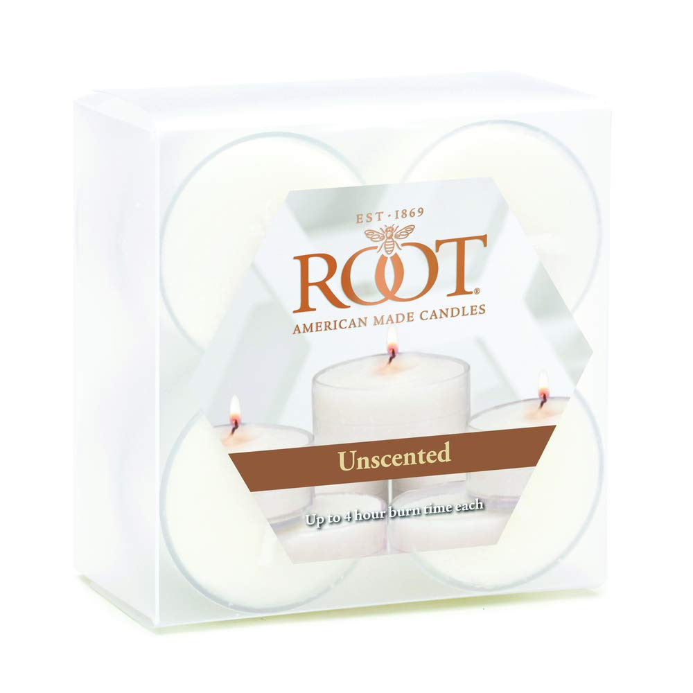Root Candles 131015 Unscented Beeswax Blend Tealight Candles in Clear Cups - 8 Count Pack for Home Decor, Relaxation & Romantic Ambiance