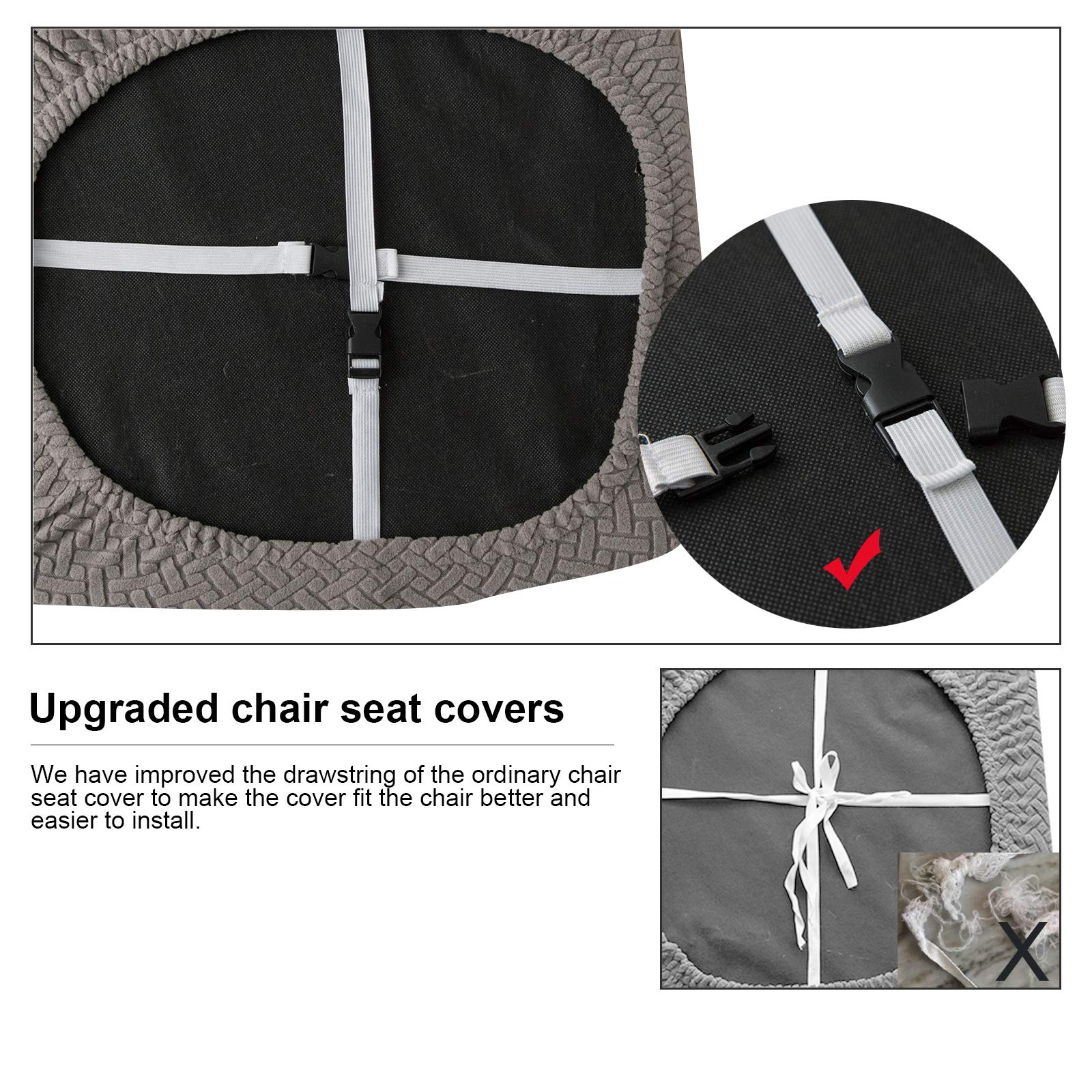 Gray Dining Chair Covers 2-Pack - Waterproof Seat Slipcovers for Kitchen & Dining Room