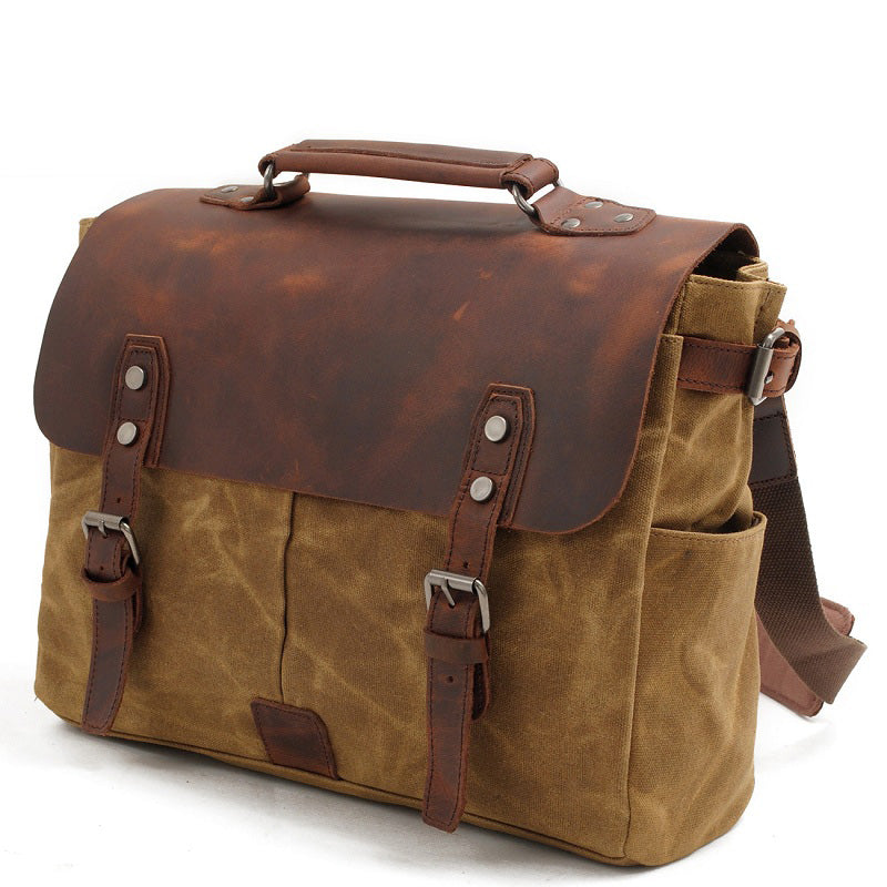 Premium Riverton Canvas & Leather Messenger Bag for Men - Stylish & Durable Work Bag for Business, Travel & Daily Commute