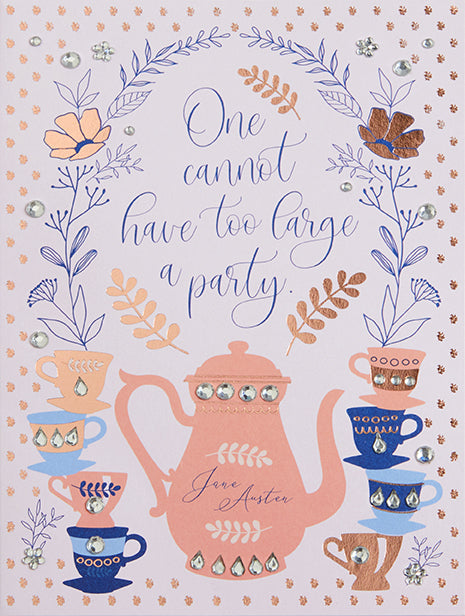 Jane Austen Tea Party Birthday Embellished Greeting Card - Perfect for Book Club Celebrations & Literary Themed Events