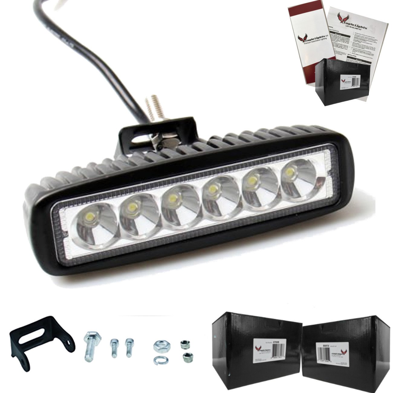 Eagle Lights Elite Series 6 Inch LED Light Bar - 2500 Lumens High Brightness, Flood Beam Pattern for Off-Road Trucks, ATVs, UTVs, and Marine Boats