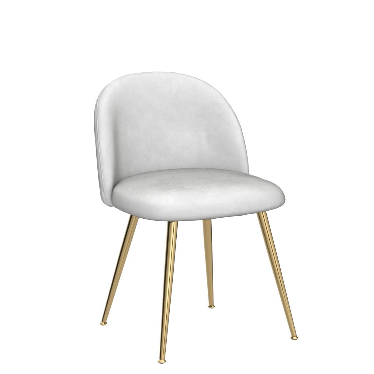 Wahson Set of 2 Velvet Dining Room Chairs - Grey Velvet Upholstered Hostess Chairs with Golden Chrome Legs for Kitchen, Dining Room & Home Decor