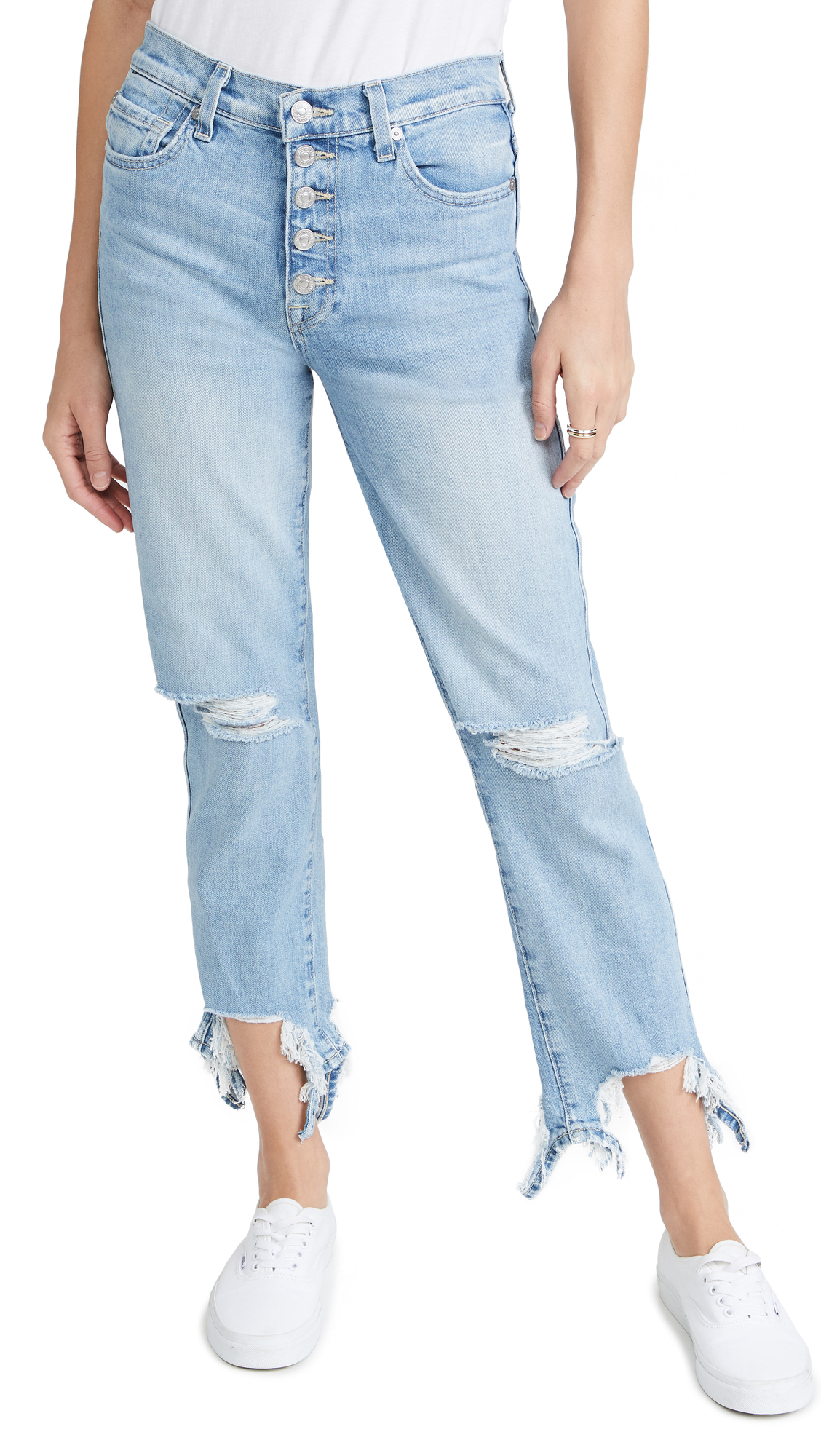 7 For All Mankind Women's High Waist Cropped Straight Jeans - Slim Fit Denim Pants for Casual Wear & Office Outfits | Comfortable Stretch Fabric for Everyday Style