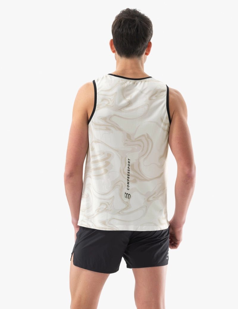 Compressport Men's Running Singlet - Breathable Performance Shirt for Marathon & Training - Sugar/Como Print - Lightweight & Moisture-Wicking Athletic Top for Jogging, Gym Workouts & Outdoor Sports