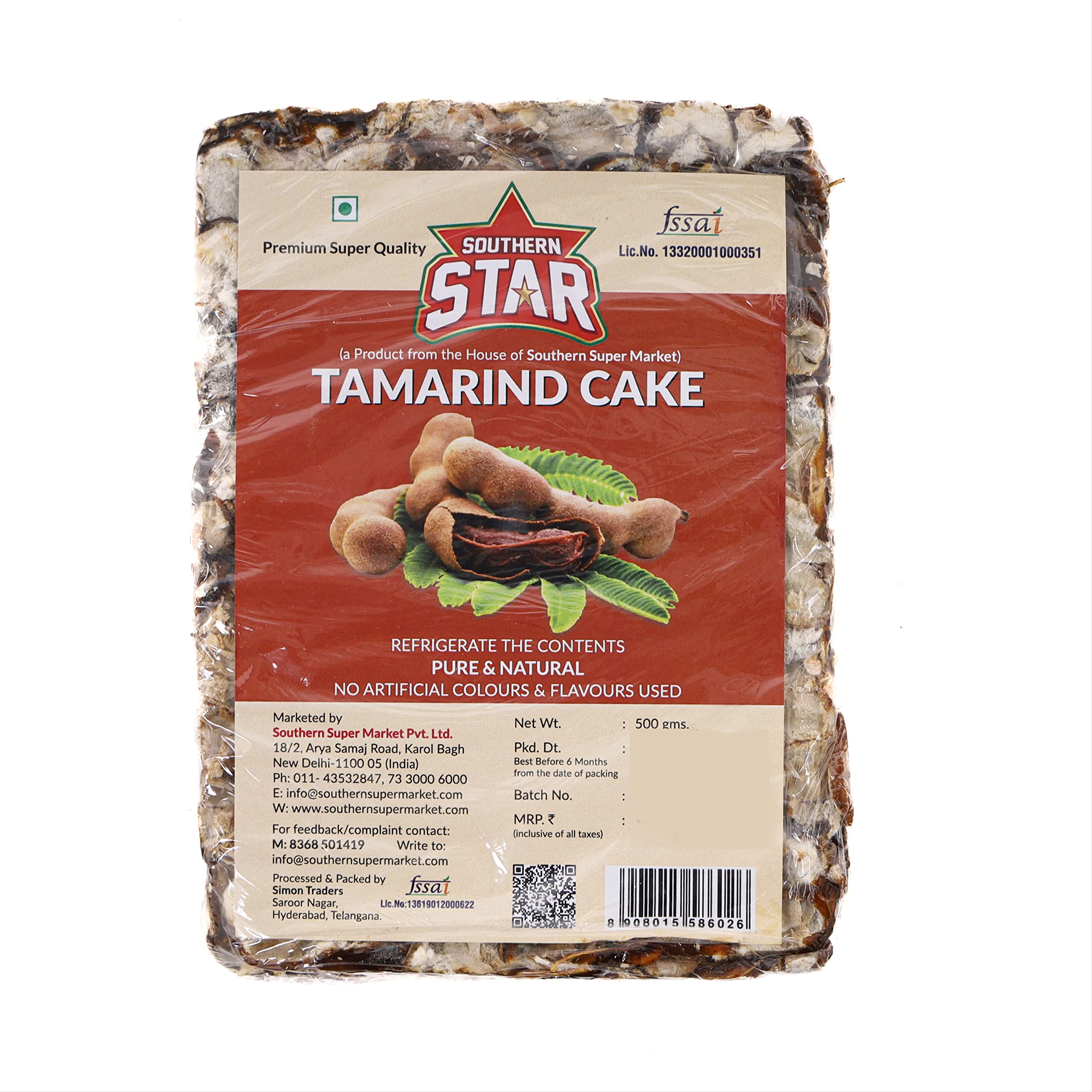 Southern Star Seedless Tamarind Cake 500g - Premium Dried Tamarind for Cooking, Snacking & Asian Cuisine