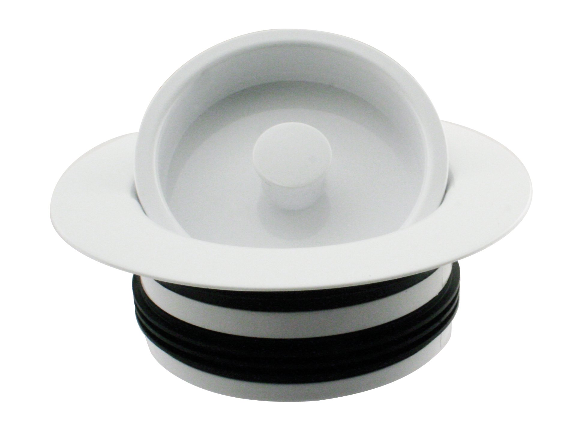 Westbrass D2091-50 Universal Replacement Disposal Drain Flange and Stopper Trim Set - Powder Coated White Finish for Bathroom Sink & Vanity Drain Installation