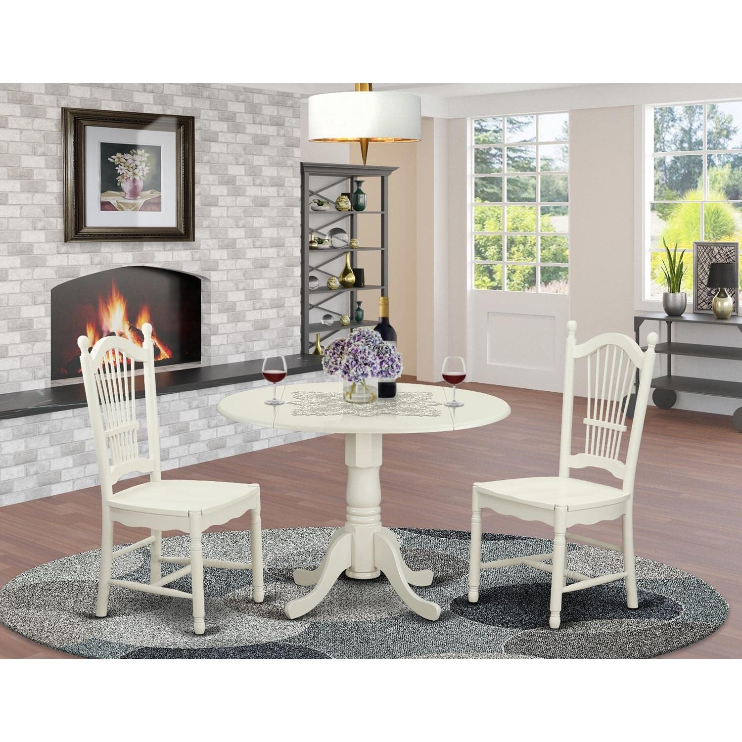 East West Furniture DLDO3-WHI-W 3-Piece White Dining Room Set - 42