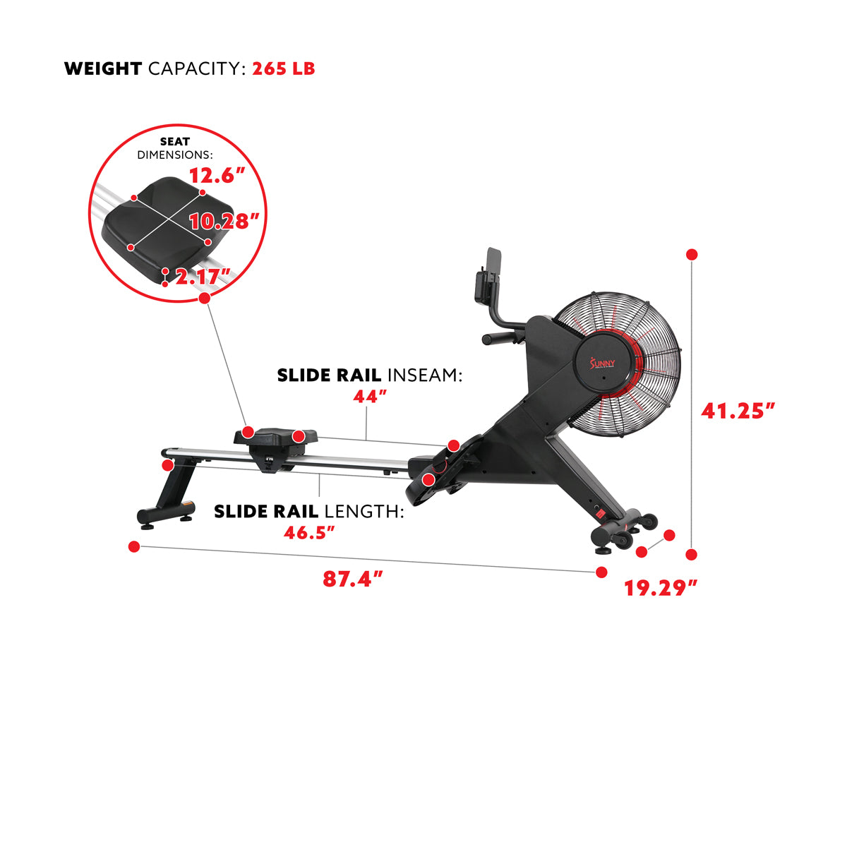 Premium Carbon Air Magnetic Rowing Machine for Home Gym - Quiet & Smooth Full-Body Workout for Cardio, Strength Training & Weight Loss