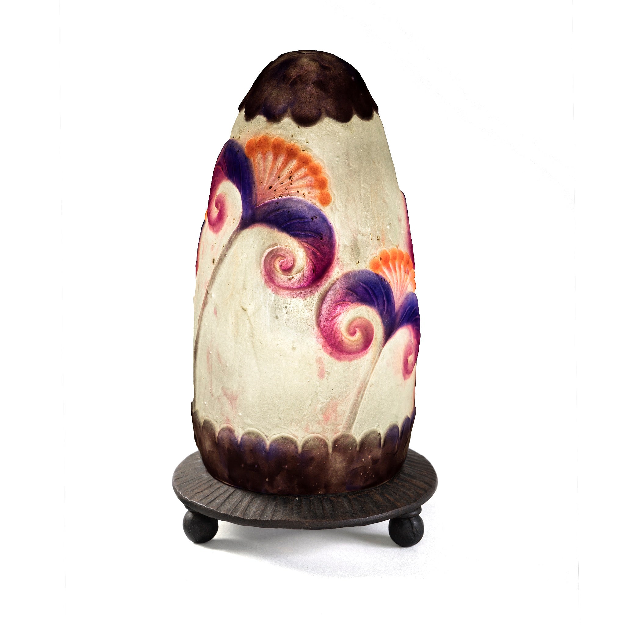 Gabriel Argy Rousseau Pâte de Verre Papyrus Night Light - Handmade Glass Table Lamp for Bedroom, Nursery & Home Decor - Perfect Night Light for Kids Room, Reading Corner & Cozy Ambiance