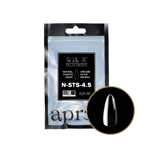 Apres Gel X Refill Tips 2.0 - 50pcs Natural Short Stiletto Nail Extensions for Salon & DIY Manicure - Perfect for Home, Party & Special Occasions