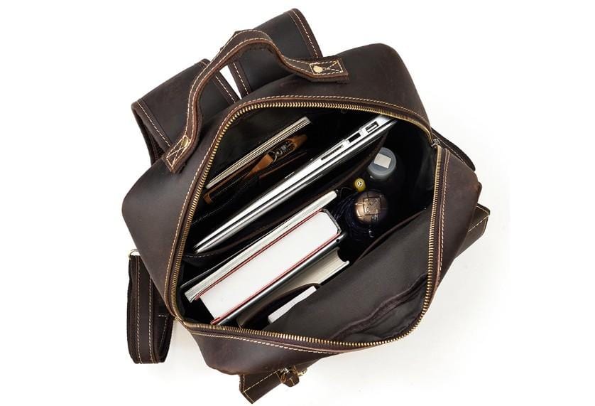 Premium Full Grain Leather Backpack for Women & Men - Durable Laptop Rucksack Purse - Perfect for Work, Travel & School