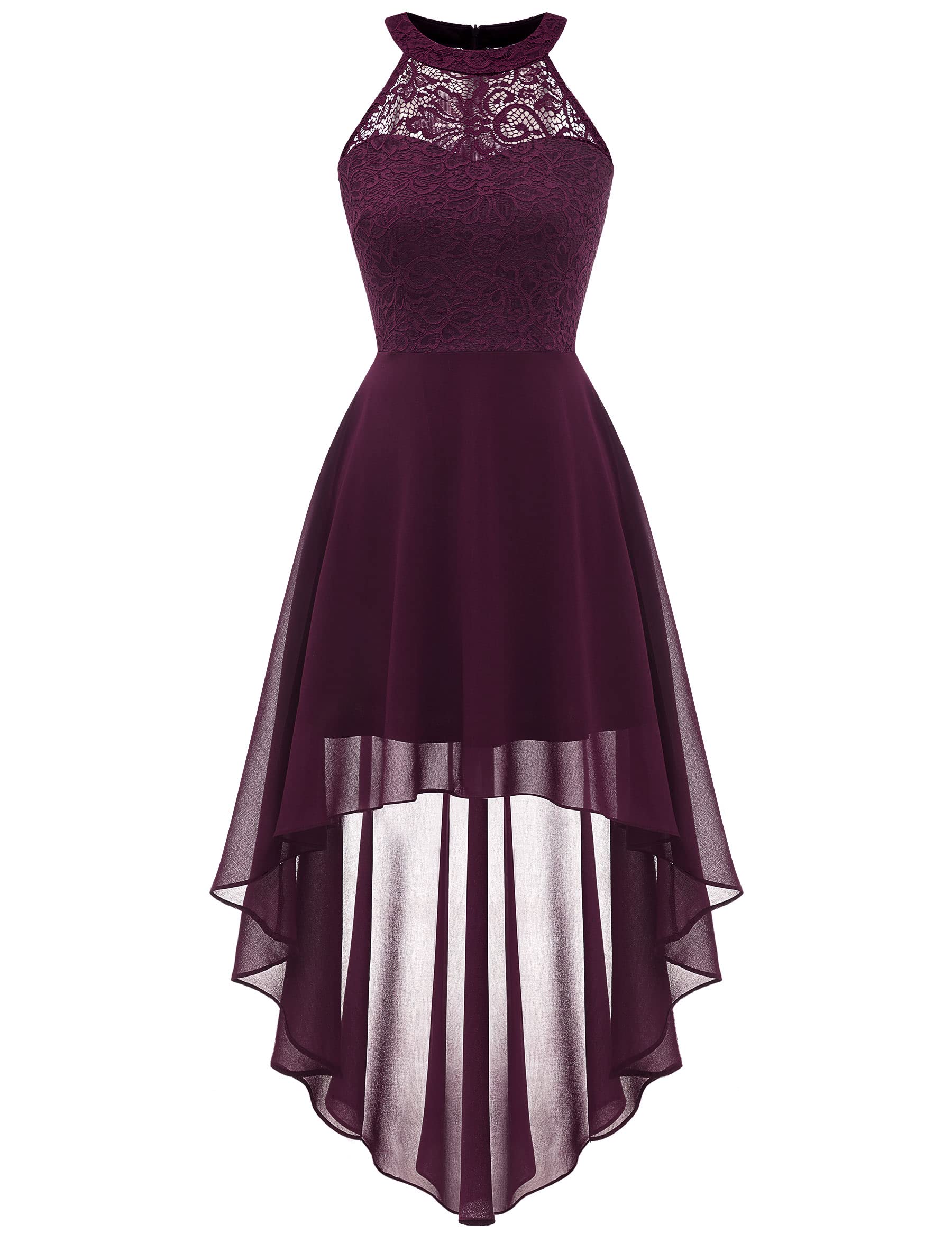 Elegant Women's Sleeveless Halter Floral Lace Formal Dress for Cocktail Party, Wedding & Bridesmaid | Perfect for Evening Events, Prom & Special Occasions