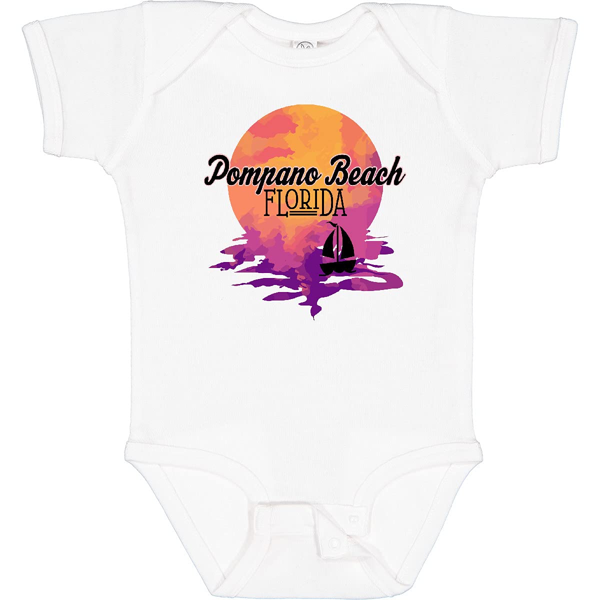 Inktastic Pompano Beach Florida Sunset Baby Bodysuit - Soft Cotton Onesie for Beach Vacation, Family Outing & Photo Shoots