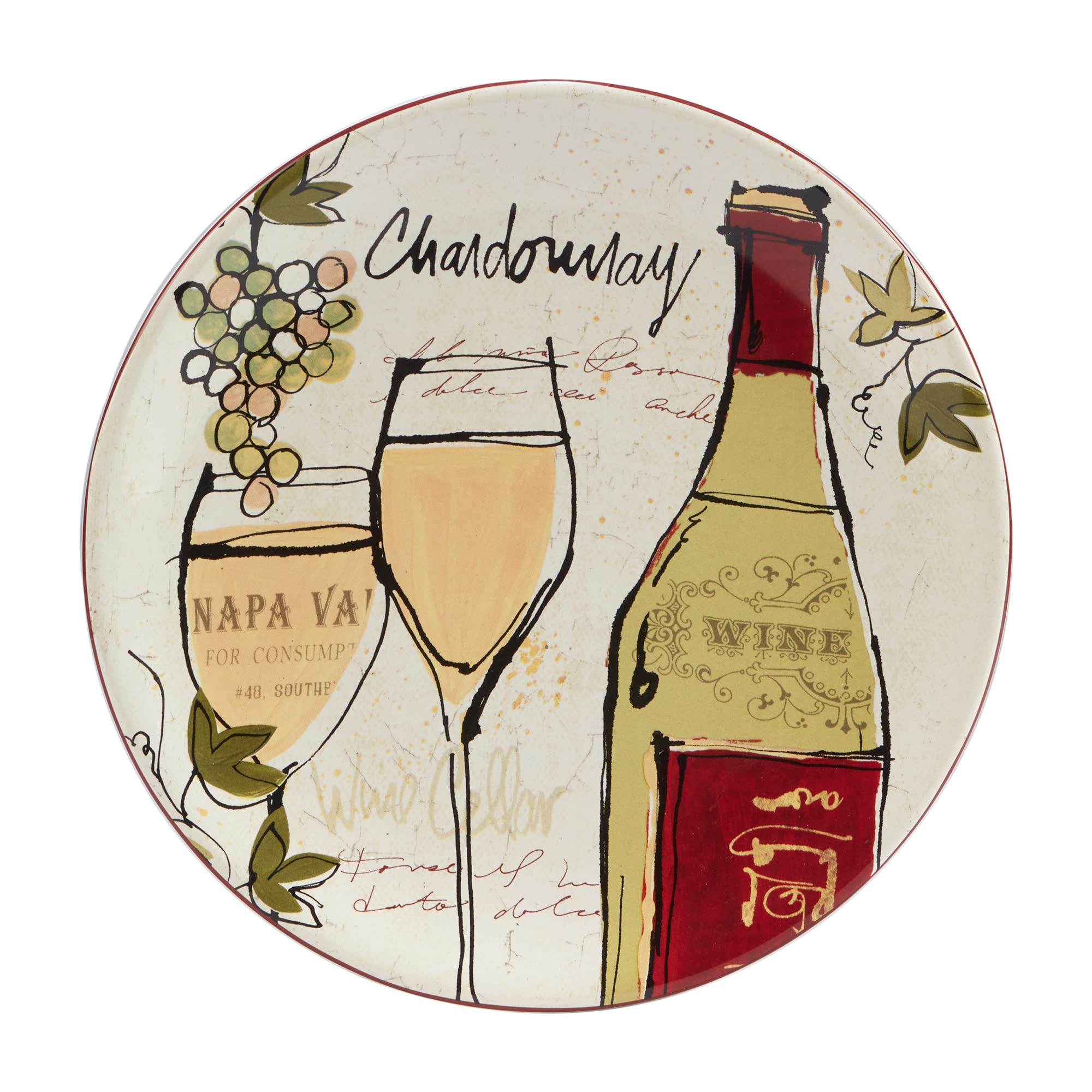 Certified International Wine Country 9-Inch Salad and Dessert Plates Set of 4 - 2 Elegant Assorted Designs for Dinner Parties, Entertaining & Home Decor